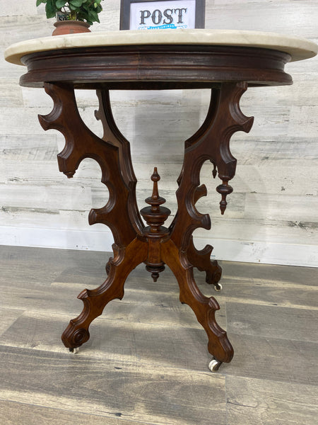 Antique Eastlake Victorian End Table Marble Top