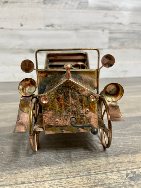 Vintage Copper Metal Music Box Car