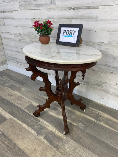 Antique Eastlake Victorian End Table Marble Top