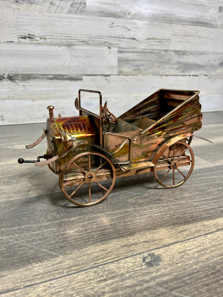 Vintage Copper Metal Music Box Car