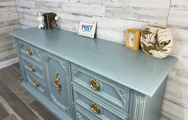 Large Stanley Blue Gray Dresser