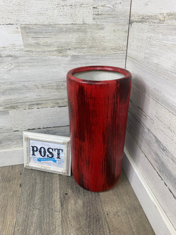 Large Rustic Red Floor Vase