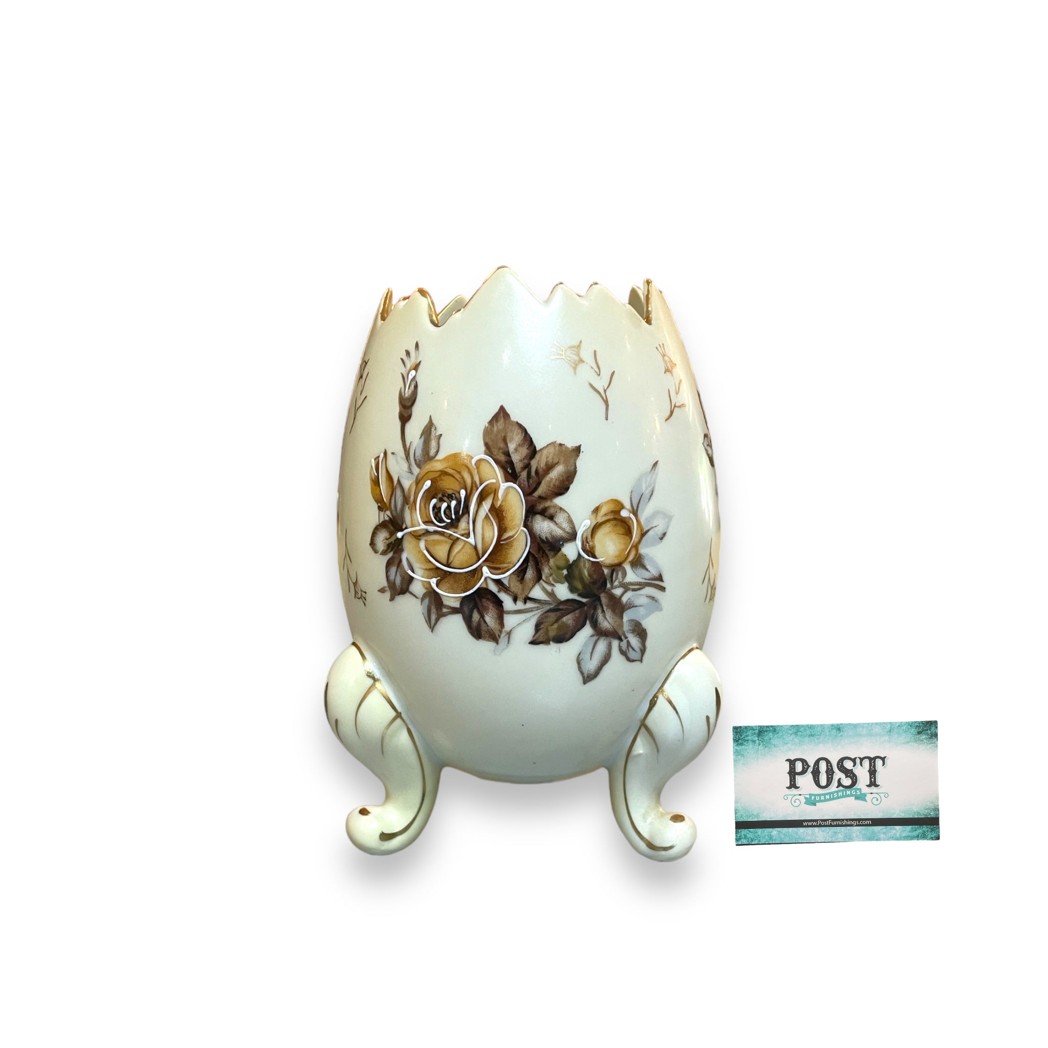 Vintage 3 Footed Egg Vase