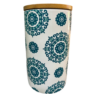 Ceramic Canister W/ Bamboo Lid