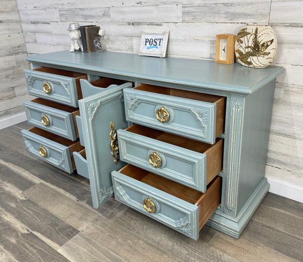 Large Stanley Blue Gray Dresser