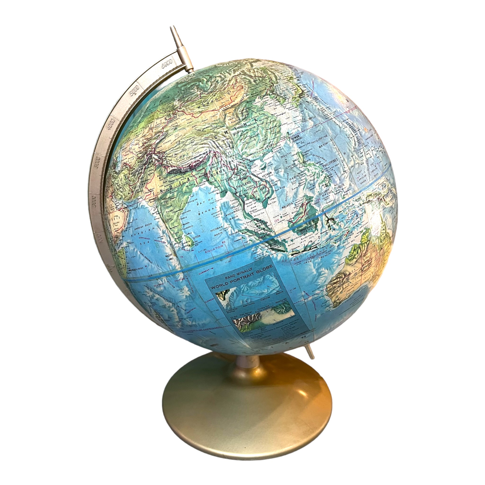 Vintage Rand McNally World Portrait Globe – Post Furnishings