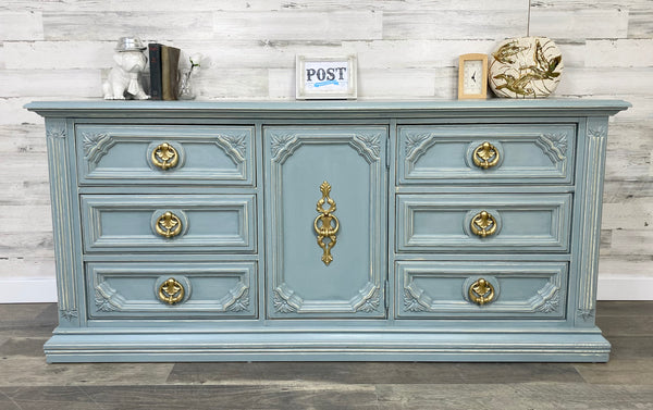 Large Stanley Blue Gray Dresser