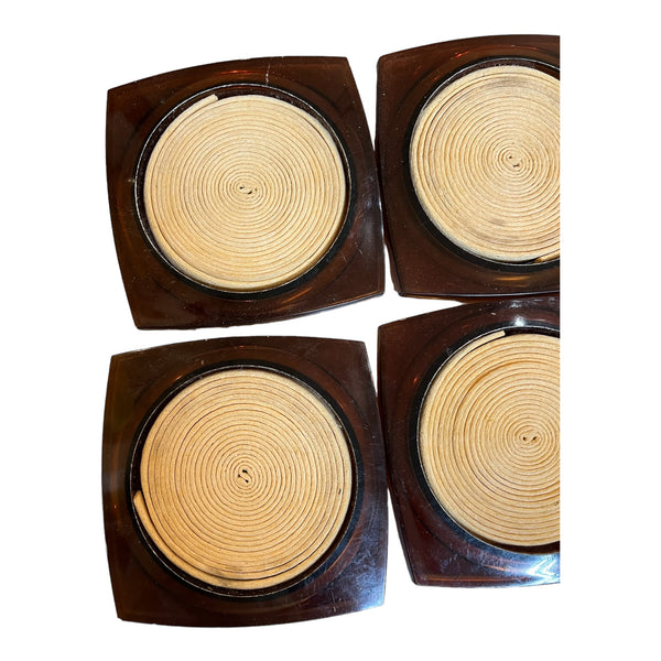 Mid Century Rope Coil Amber Coasters (Set of 6)