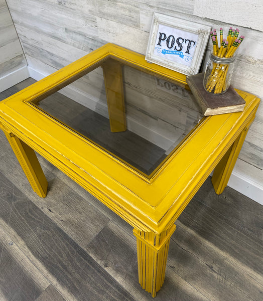 Vintage Yellow End Table