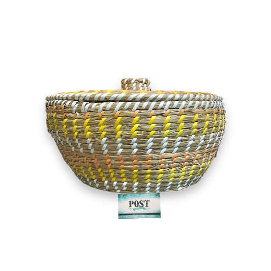 Yellow And Orange Woven Straw Basket