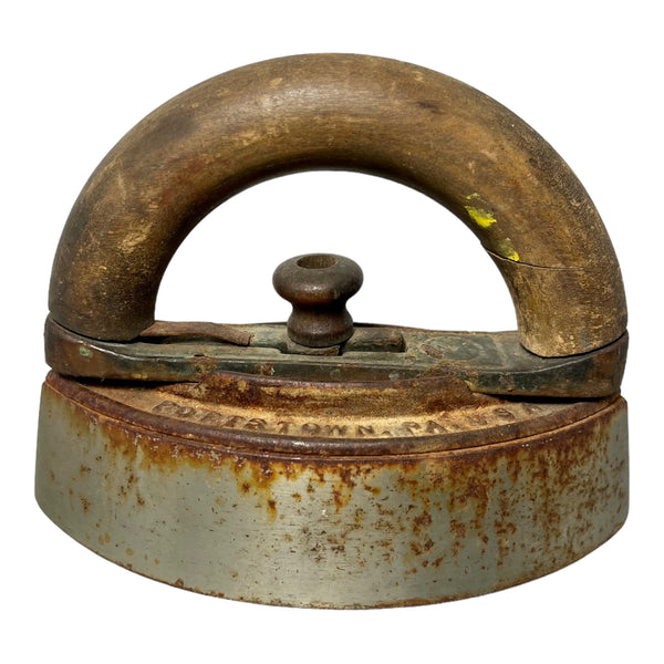 Vintage Cast Iron Sad Iron W/ Wood Handle