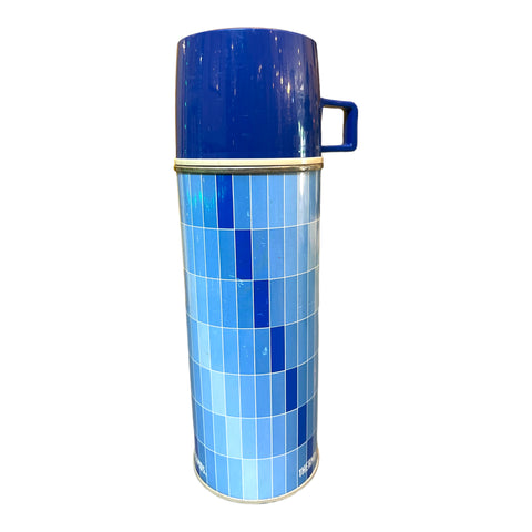 Vintage Blue Check Pattern Thermos