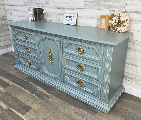 Large Stanley Blue Gray Dresser