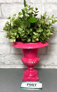 Pink Planter With Artificial Plants