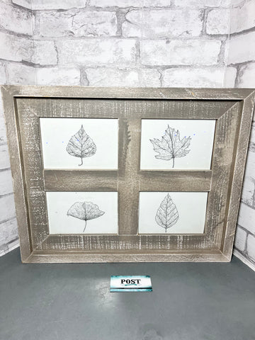 Rustic Window Frame w/ Leaf Pictures