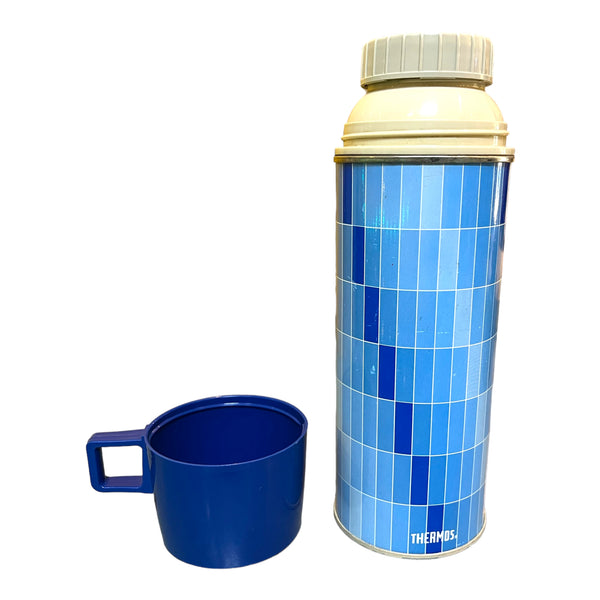 Vintage Blue Check Pattern Thermos