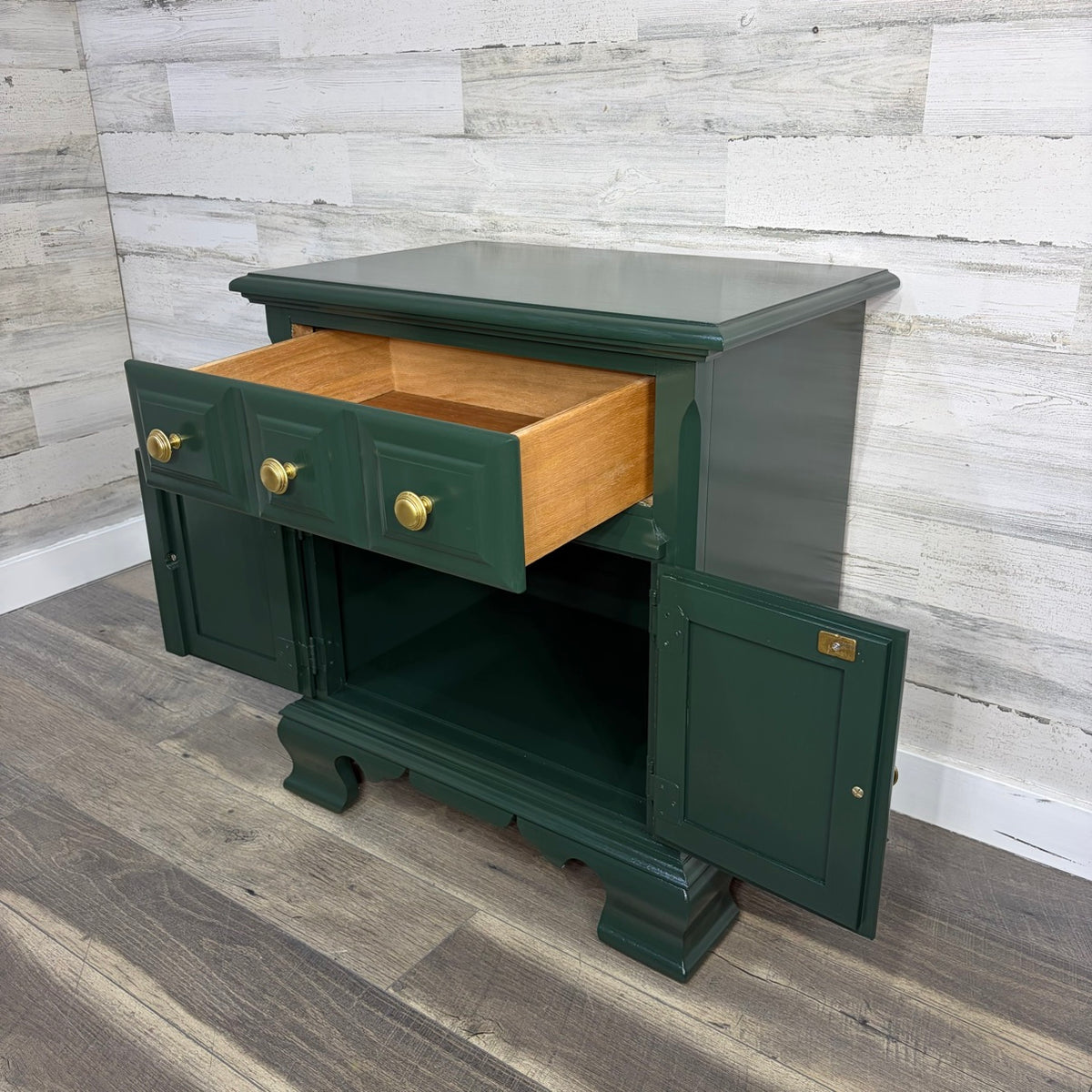 Refinished Dark Green Nightstand
