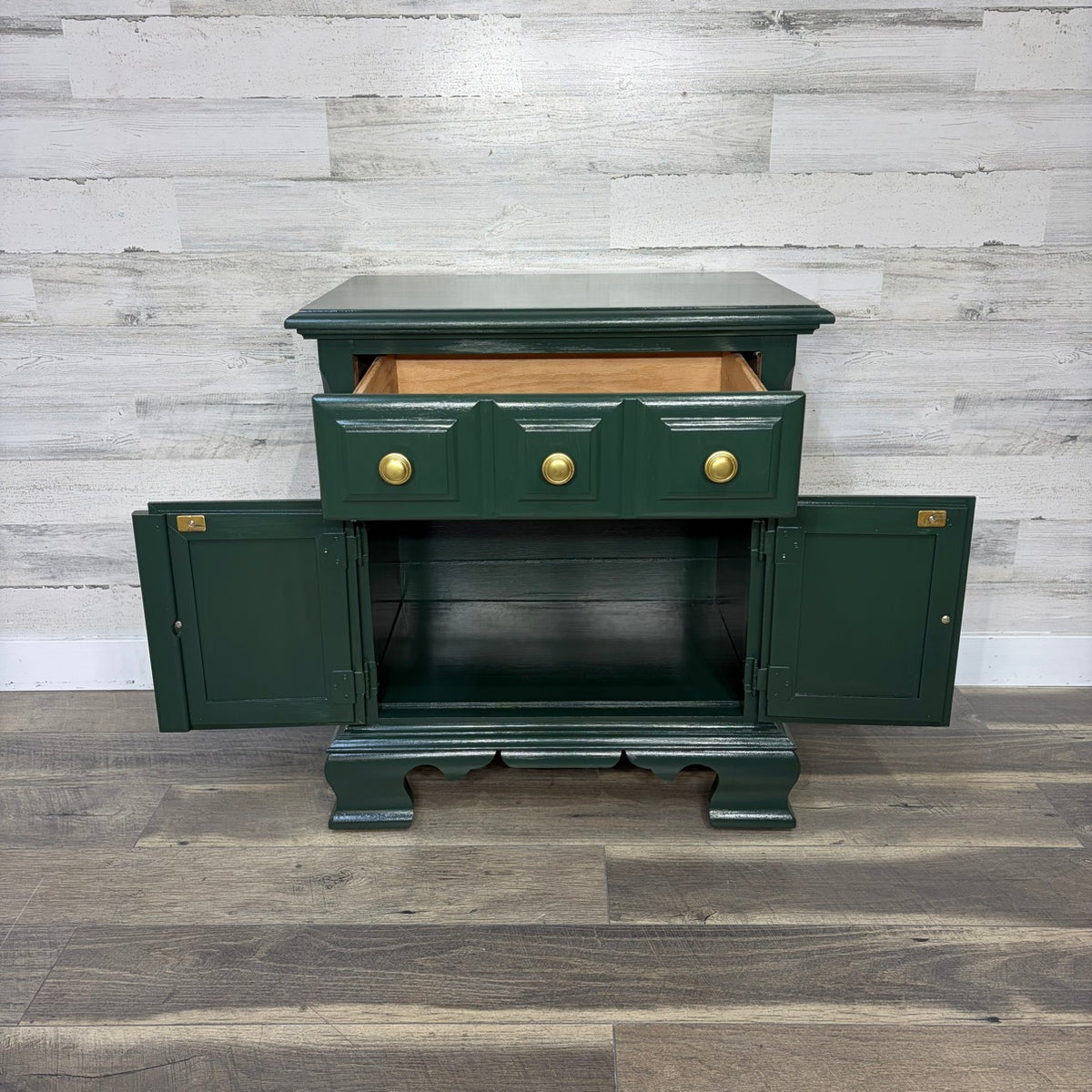 Refinished Dark Green Nightstand