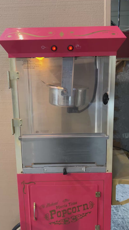 Old Fashioned Movie Time Popcorn Cart and Machine