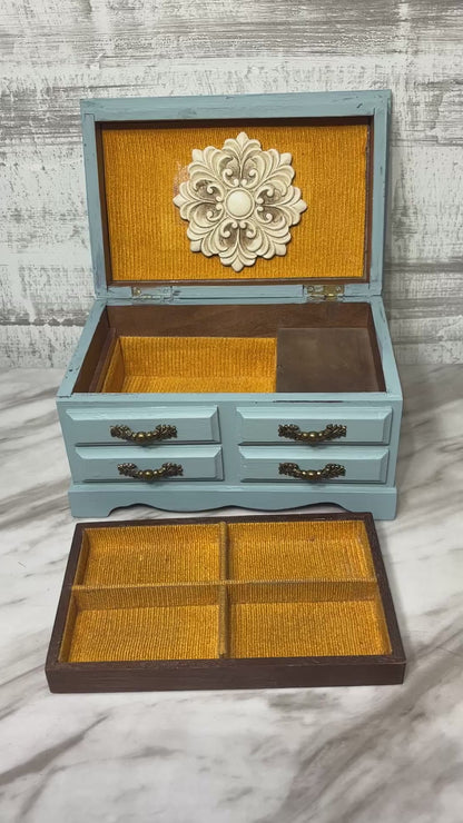 Vintage Wooden Musical Jewelry Box