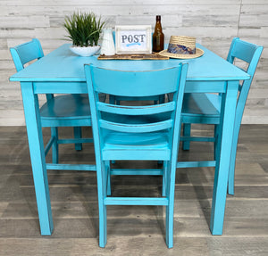 Teal Pub Height Dining Set