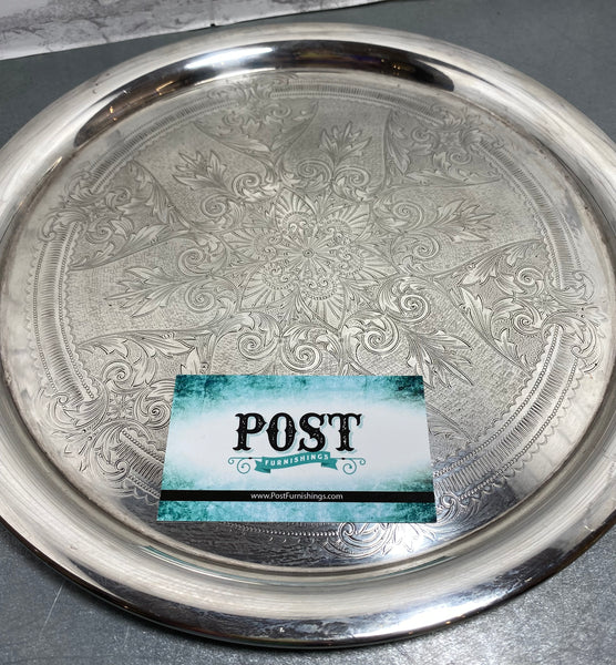 Silver Metal Engraved Tray