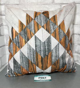Orange And White Geometric Pillow