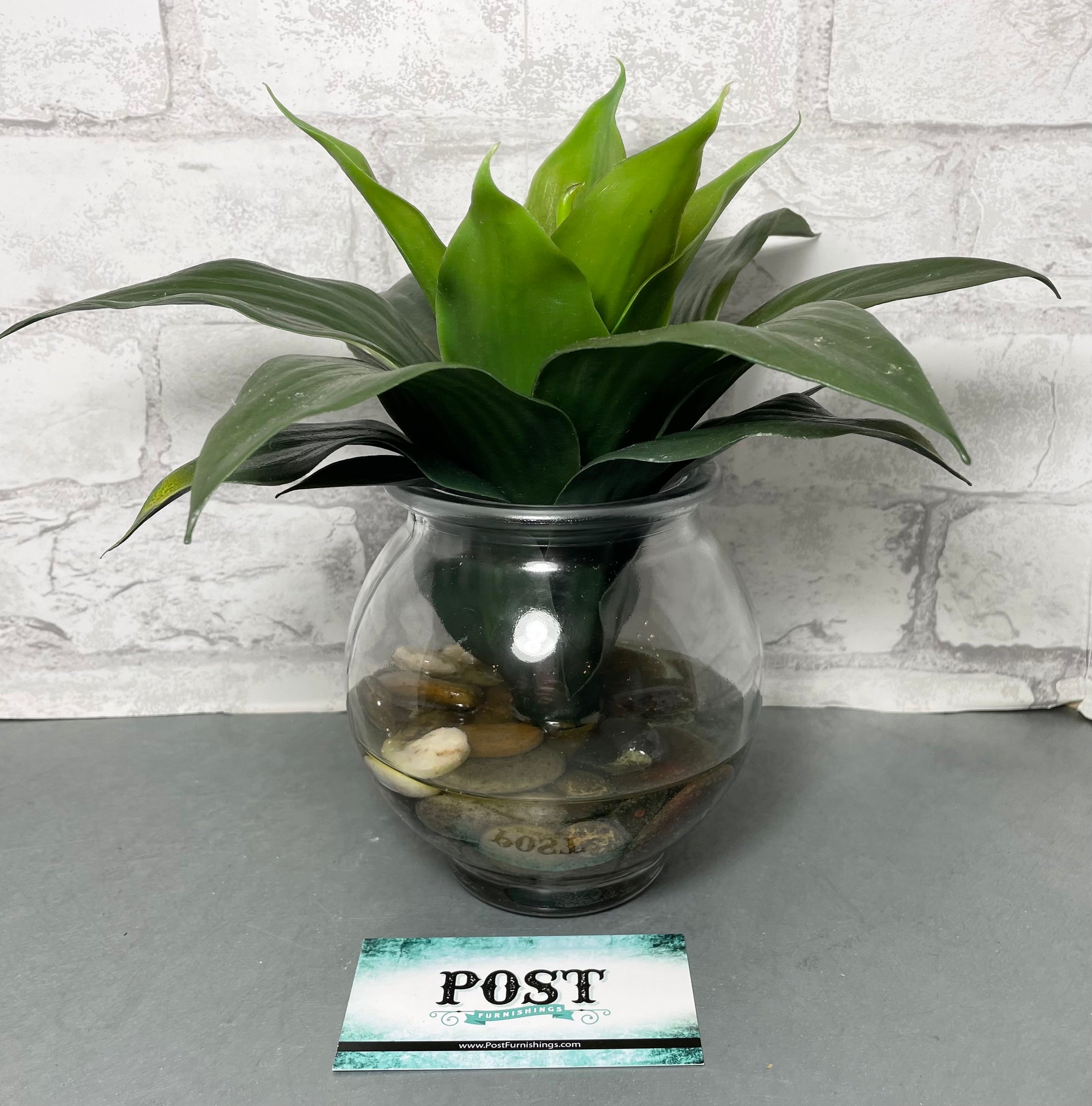 Artificial Plant With Glass Vase and Resin Water