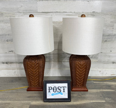 Set Of 2 Rattan Lamps