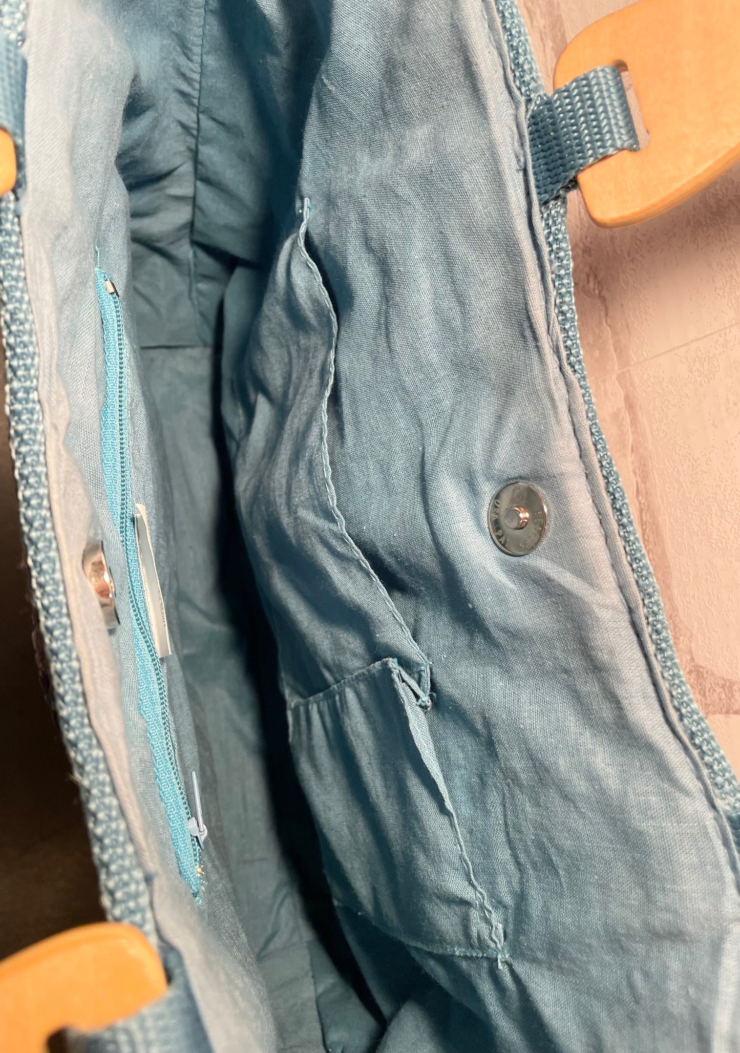 Blue Woven Wheat Straw Handbag