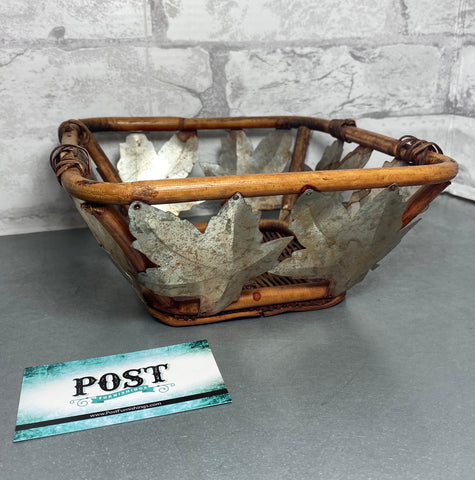 Metal and Wood Leaf Bowl