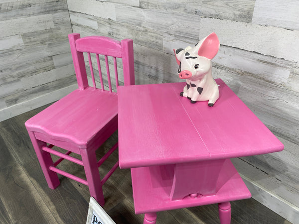 Kids Pink Chair & End Table Set
