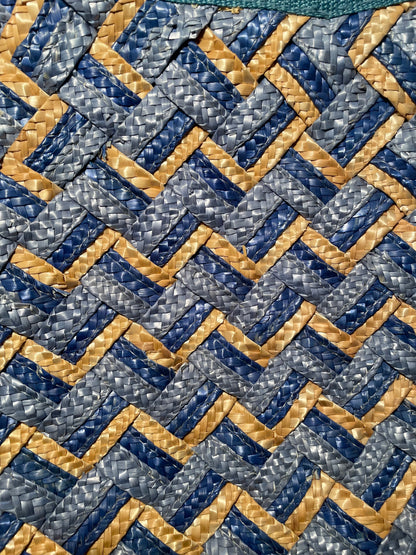 Blue Woven Wheat Straw Handbag
