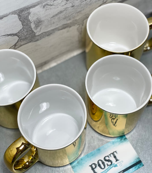 Set Of 4 Gold Coffee Cups