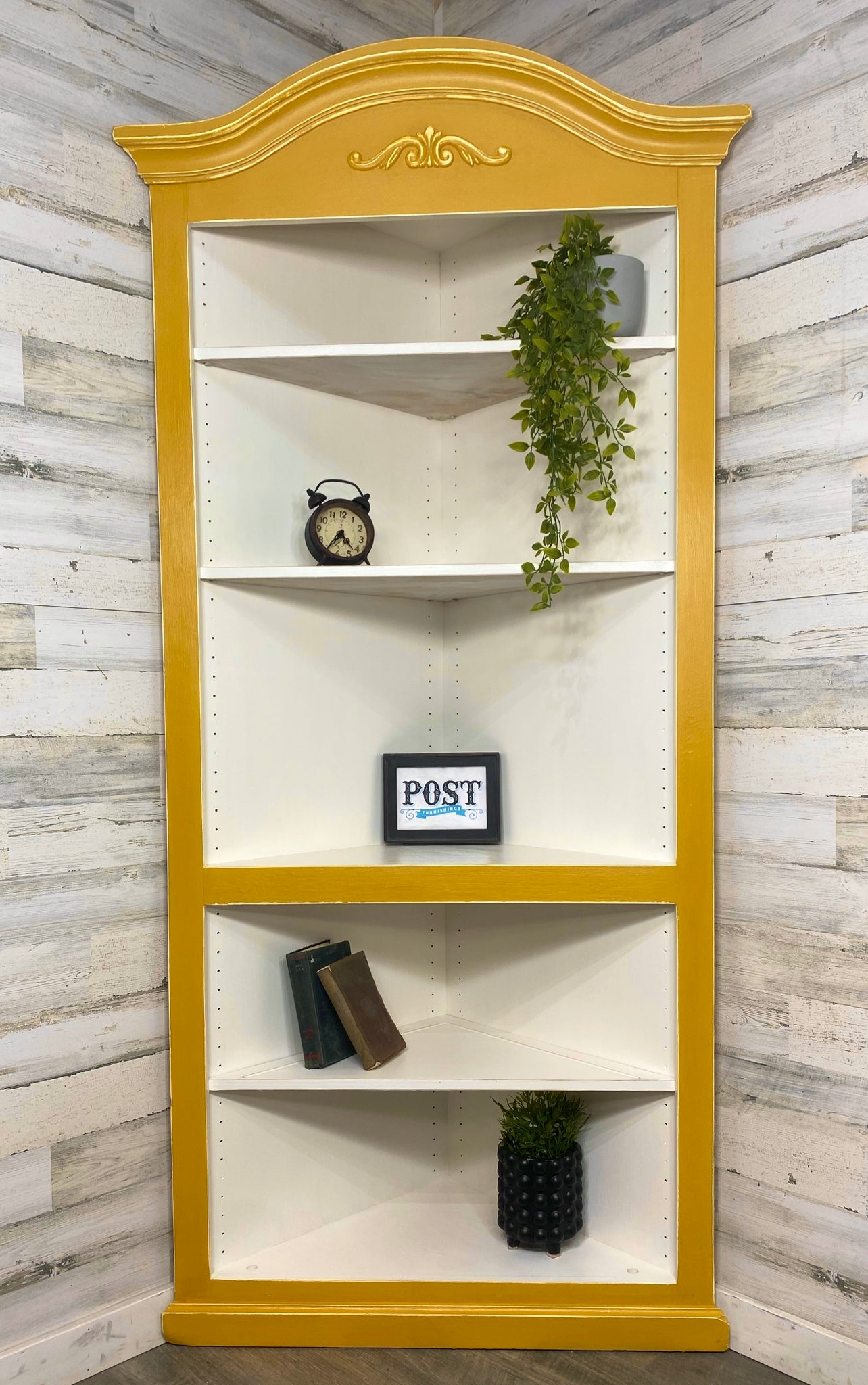 Yellow Corner Bookshelf Hutch