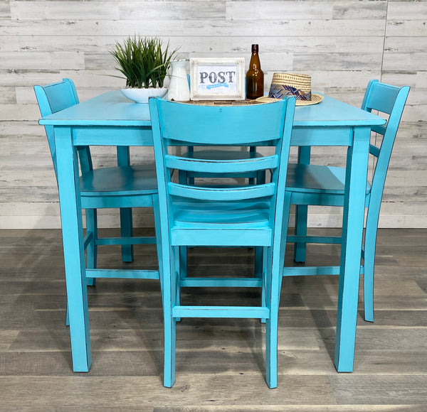 Teal Pub Height Dining Set