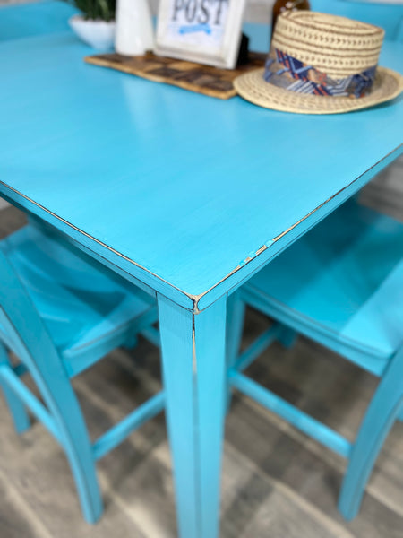 Teal Pub Height Dining Set