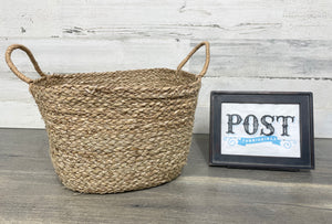 Square Woven Seagrass Basket W/ Handles