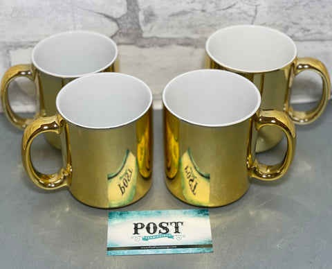 Set Of 4 Gold Coffee Cups