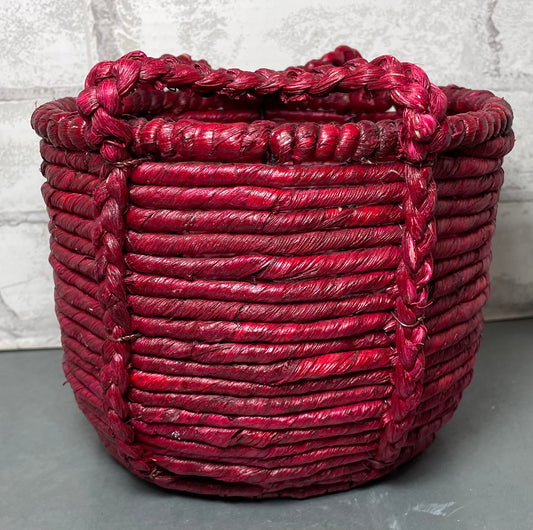 Woven Maroon Seagrass Basket