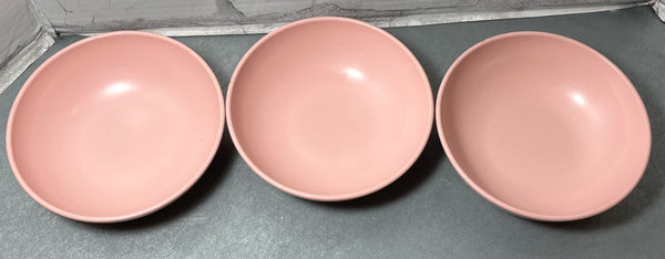 Pink Mid Century Set Of 3 Bowls And 6 Plates