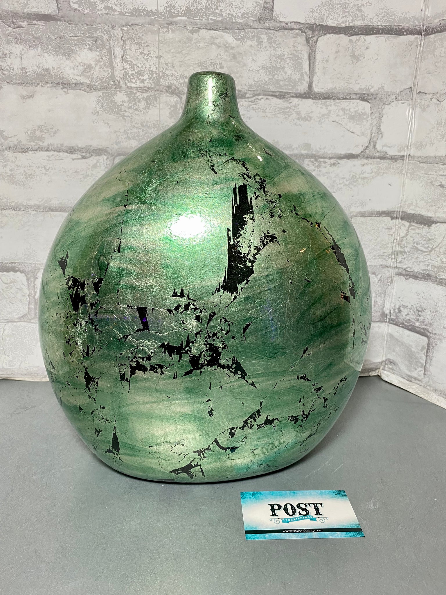 Mint Crackle Pear Shaped Vase