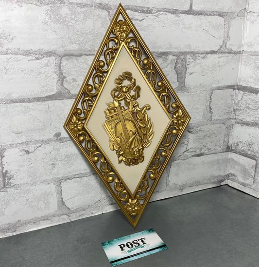 Violin Gold Plastic Wall Hanging