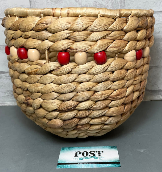 Woven Basket With Red Beading