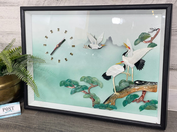 Asian Mother Of Pearl Shadow Box Clock