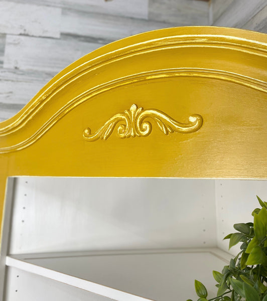 Yellow Corner Bookshelf Hutch