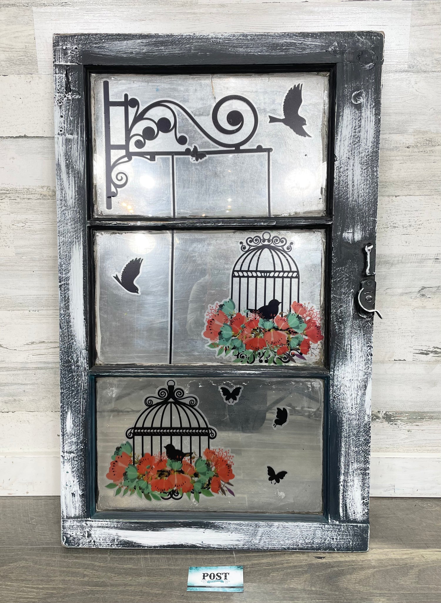 Mirrored Farmhouse Window W/ Birds