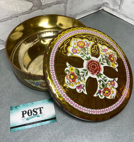 Vintage Floral Tin Container