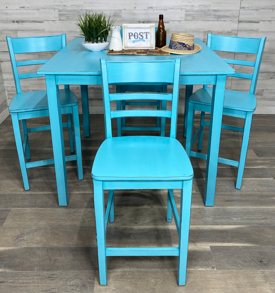 Teal Pub Height Dining Set