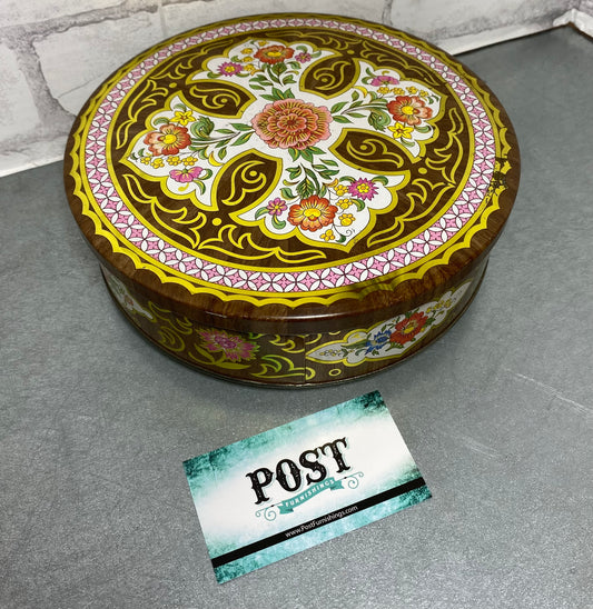 Vintage Floral Tin Container
